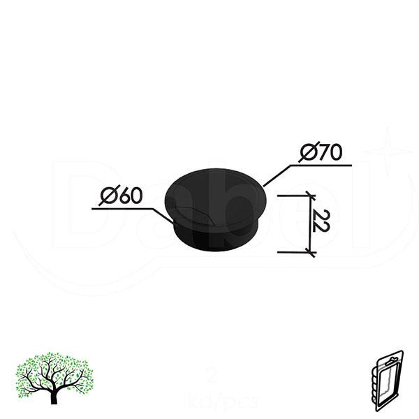Rozeta za kablove MA04 Crna fi60/70/22mm   DBP1