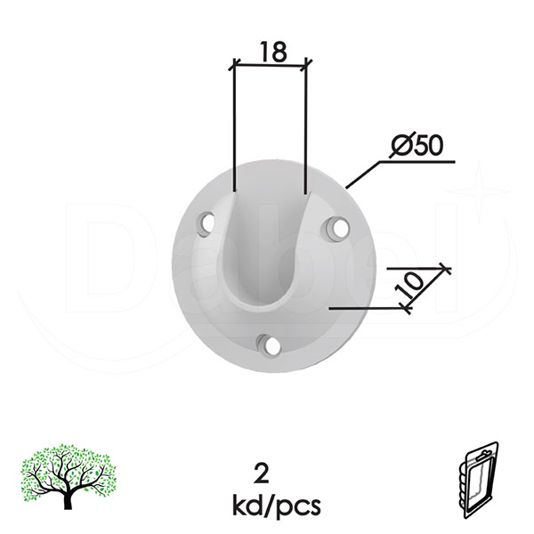 Nosač šipke NS1 Bela 18/10/fi50mm (2kom)  DBP1