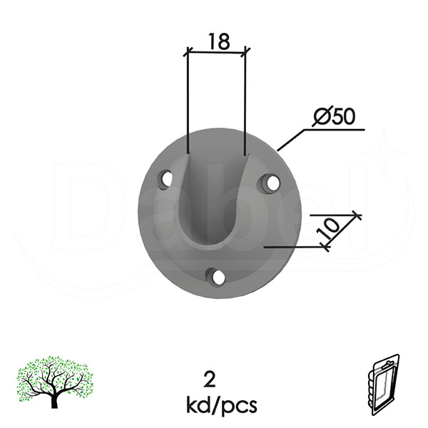 Nosač šipke NS1 Siva 18/10/fi50mm (2kom)  DBP1