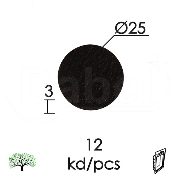 Podloška filc samol. za nameštaj F01 Braon fi25x3mm (12kom)  DPZ