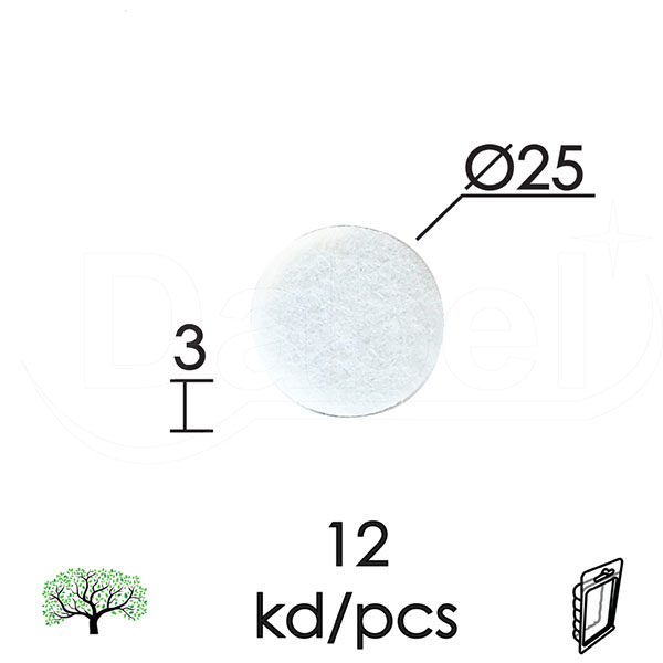 Podloška filc samol. za nameštaj F01 Bela fi25x3mm (12kom)  DPZ