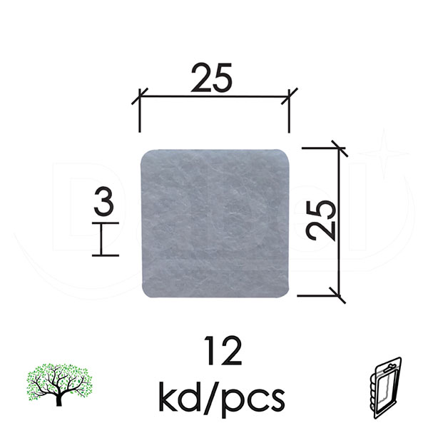 Podloška filc samol. za nameštaj F01 Bela 25x25x3mm (12kom)  DPZ
