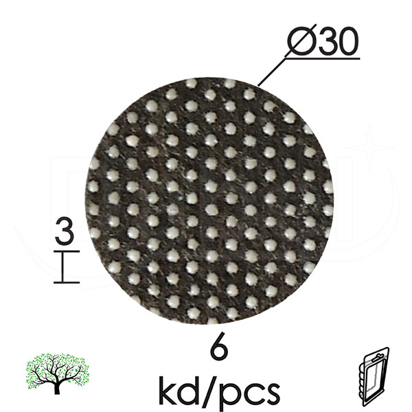 Podloška filc samol. za nameštaj F03 Braon fi30x3mm (6kom)  DPZ
