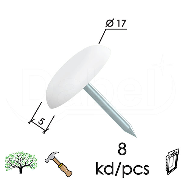 Podloška PVC za nameštaj ekser FK03 Bela fi17mm (8kom)  DBP1