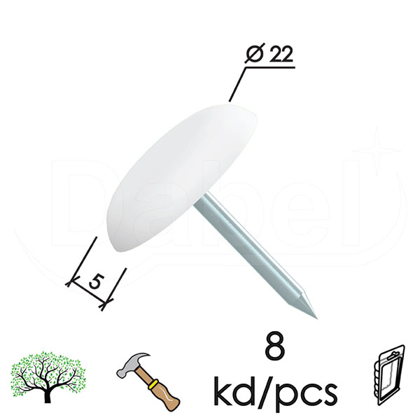 Podloška PVC za nameštaj ekser FK03 Bela fi22mm (8kom)  DBP1