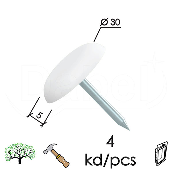 Podloška PVC za nameštaj ekser FK03 Bela fi30mm (4kom)  DBP1