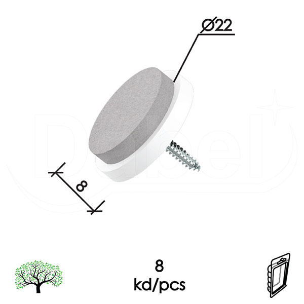 Podloška filc sa iver vijkom F05 Siva fi22mm (8kom)  DBP1