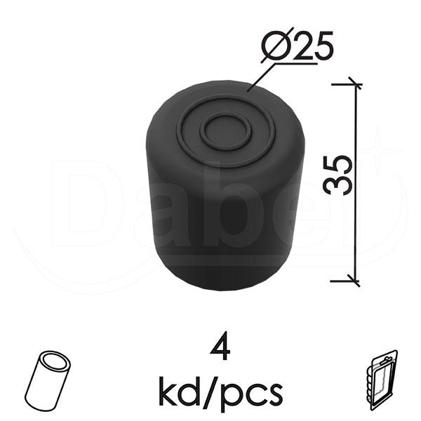 Navlaka za nogare stolica SN1 Crna fi25mm (4kom) cilindrični presek DP1