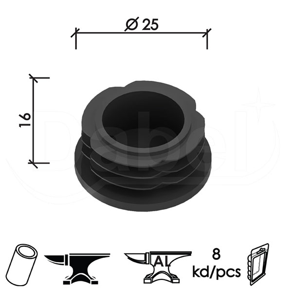 Čep za bravarsku kutiju SN4 Crna fi25mm (8kom)  DBP1