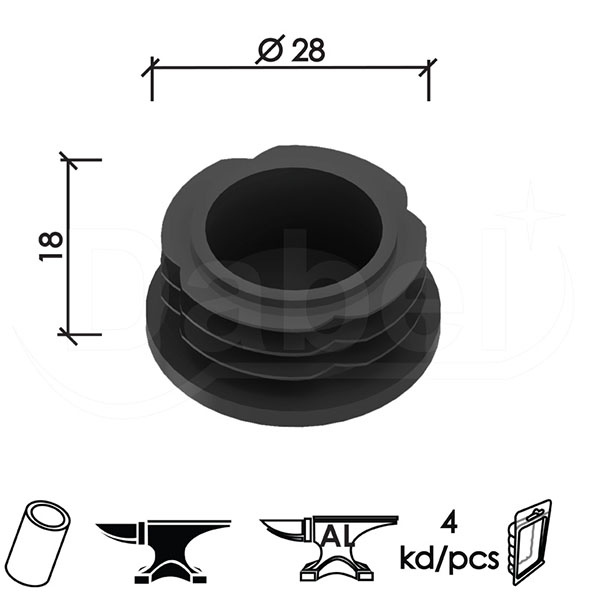 Čep za bravarsku kutiju SN4 Crna fi28mm (4kom)  DBP1