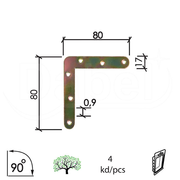 Vezač ugaoni LP1 ZnŽ 80x80/17/0,9mm (4kom)  DSP