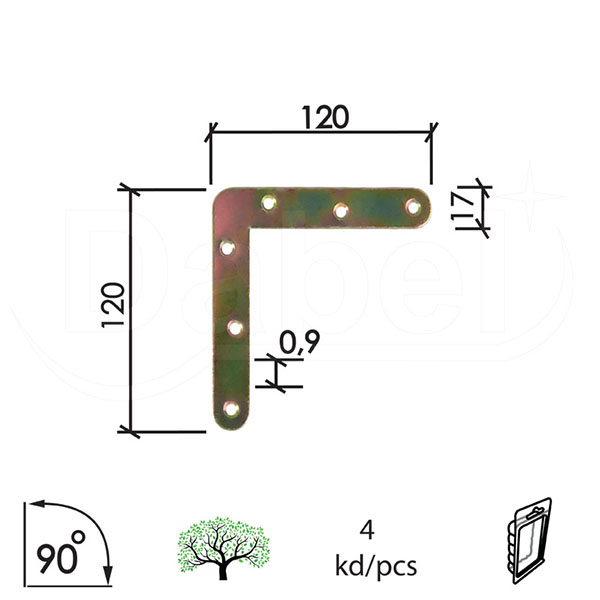 Vezač ugaoni LP1 ZnŽ x120xx120/17/0,9mm (4kom)  DP1
