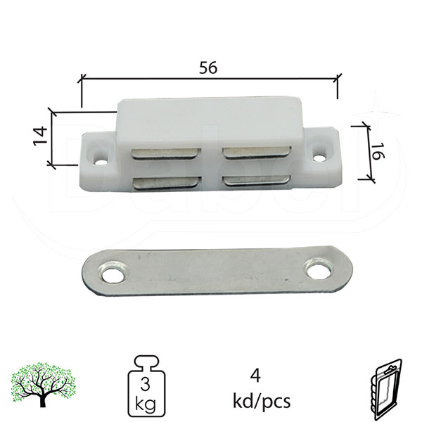 Magnet za nameštaj M4124 Bela 56/16/14mm (4kom) 5kg DBP1