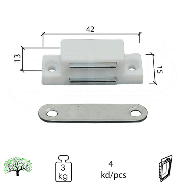 Magnet za nameštaj M4125 Bela 42/15/13mm (4kom) 3kg DBP1