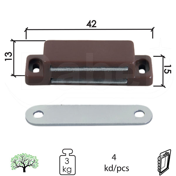 Magnet za nameštaj M4125 Braon 42/15/13mm (4kom) 3kg DBP1