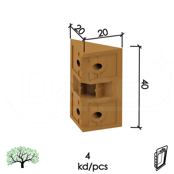 Ugaonik za nameštaj U9000 Oker 20x20x40mm (4kom)  DBP1