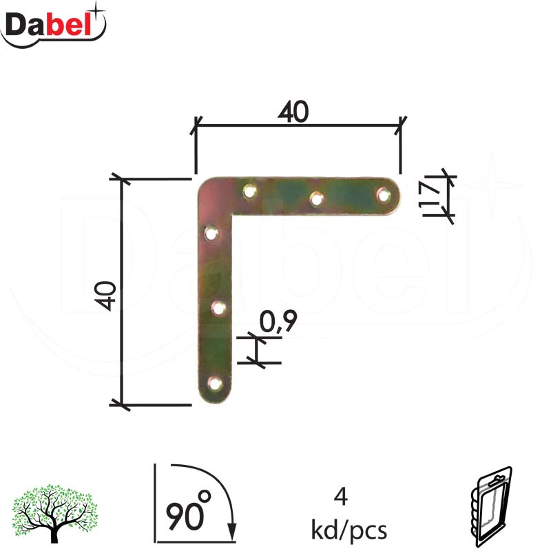 Vezač ugaoni LP1 ZnŽ 40x40mm (4kom)  DBP1