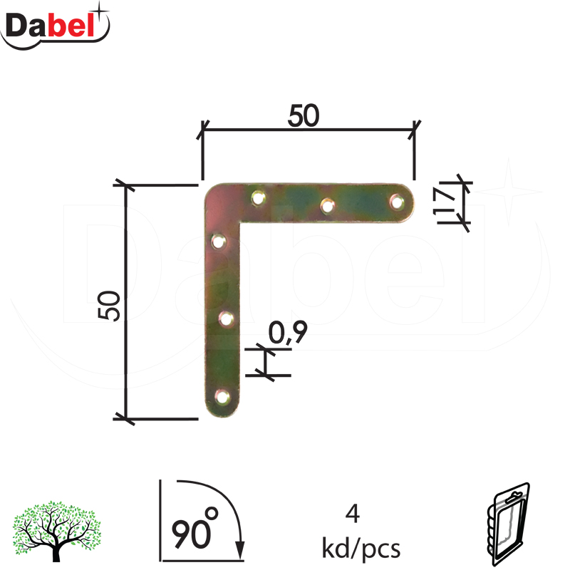Vezač ugaoni LP1 ZnŽ 50x50mm (4kom)  DBP1