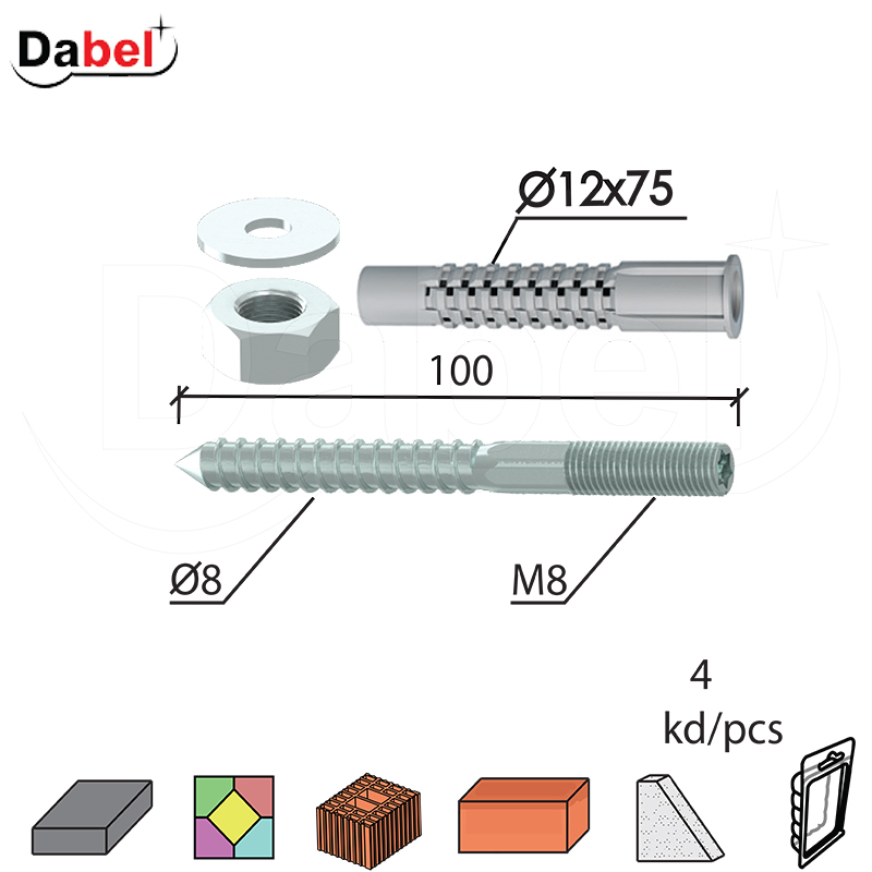 Vijak za bojler H ZnB 8xx100/fi12x75mm  x2 DBP1