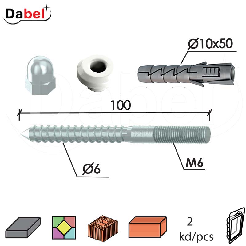 Vijak za WC šolju WC ZnB 6xx100/fi10x50mm (2kom) x2 DBP1