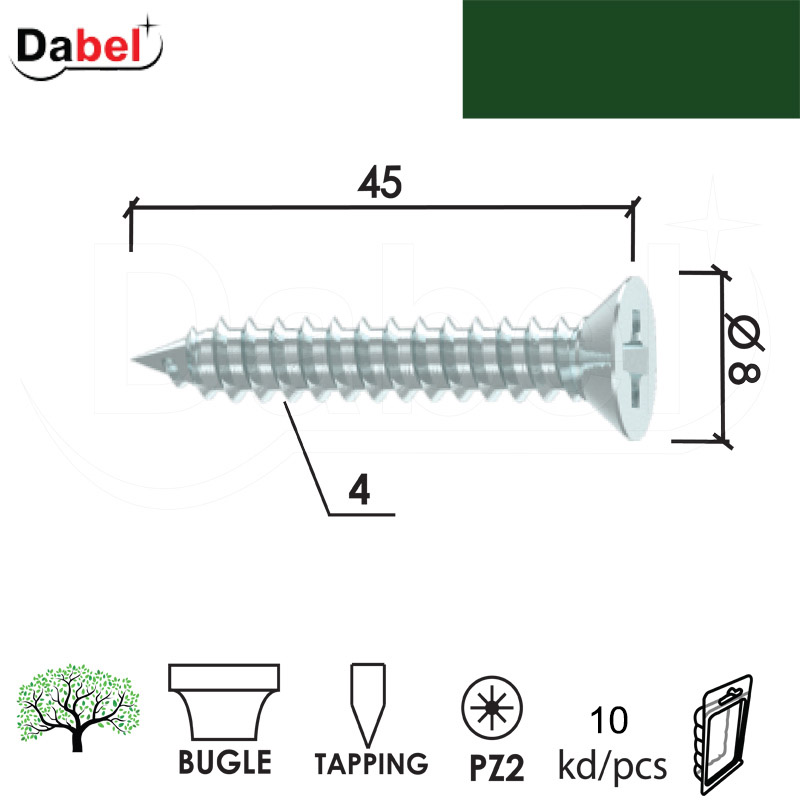 Vijak za ivericu VK0 ZnB 4,0x45/8mm (20kom) PZ2 DBP2
