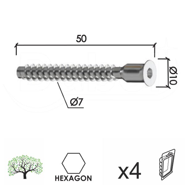 Iver vijak konfirmat za nameštaj INBUS ZnB 7x50/10mm (4kom)  DBP1