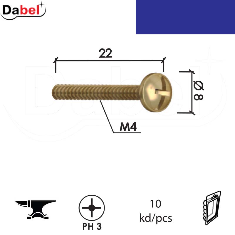 Vijak za ručicu VN2 ZnŽ M4x22/8mm (10kom)  DBP2