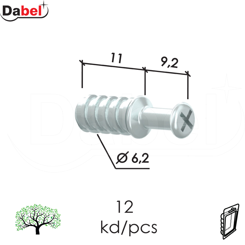 Vijak i spajač sa navojem VK5 ZnB 6,2/11/9,2mm (12kom)  XPD