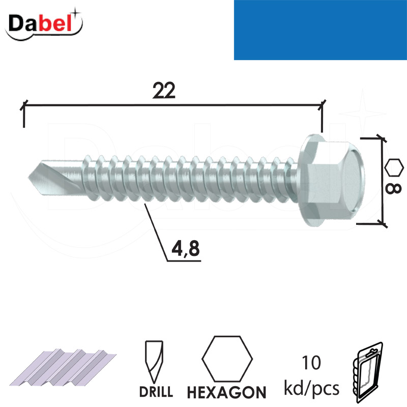 Vijak za lim VL1 ZnB 4,8x22/8mm (10kom) OK8 XPD