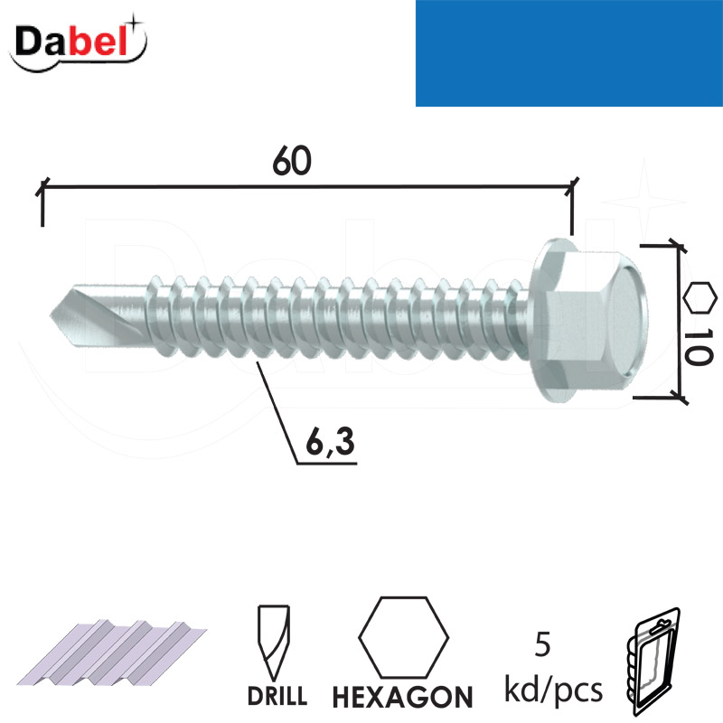 Vijak za lim VL1 ZnB 6,3x60/10mm (5kom) OK10 XPD