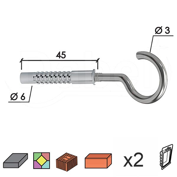 Tipl + luster kuka TC1 ZnB fi6x45/4mm (2kom)  DBP1