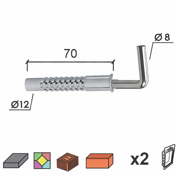 Tipl + L kuka TL1 ZnB fix12x70/8mm (2kom)  DBP1