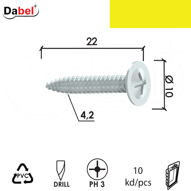 Vijak za plastiku VP1 ZnB 4,2x22/10mm (10kom) PH3 XPD