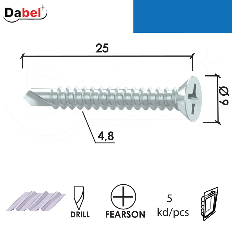 Vijak za lim VL2 ZnB 4,8x25/9mm (5kom) DIN7504P XPD