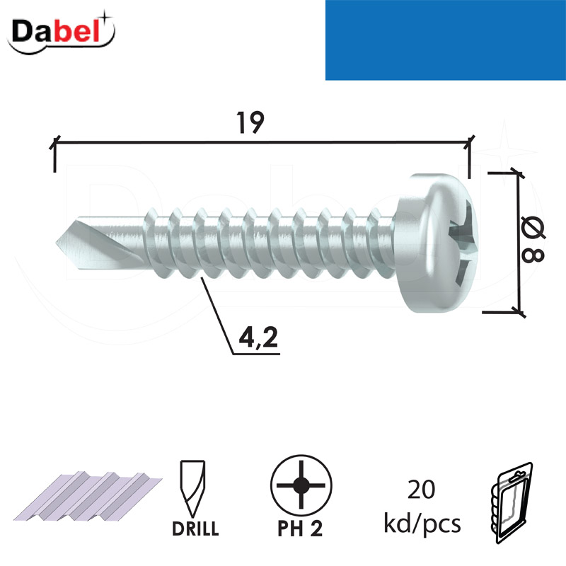 Vijak za lim VL3 ZnB 4,2x19/8mm (20kom) DIN7504N XPD
