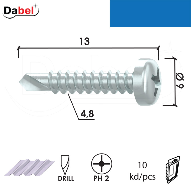 Vijak za lim VL3 ZnB 4,8x13/9mm (10kom) DIN7504N XPD