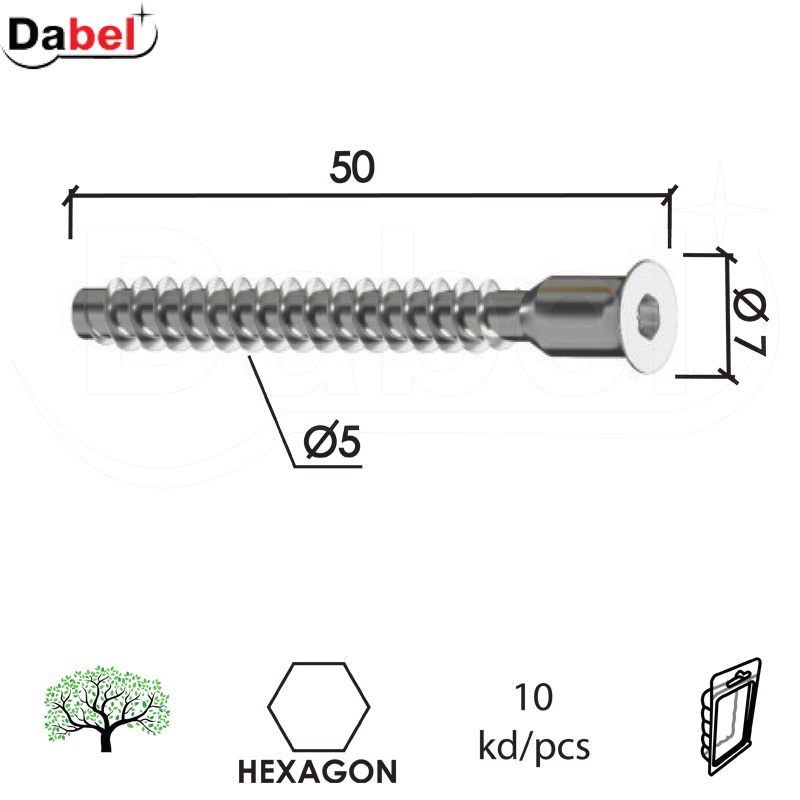 Iver vijak konfirmat za nameštaj INBUS ZnB 5x50/7mm (10kom)  XPD