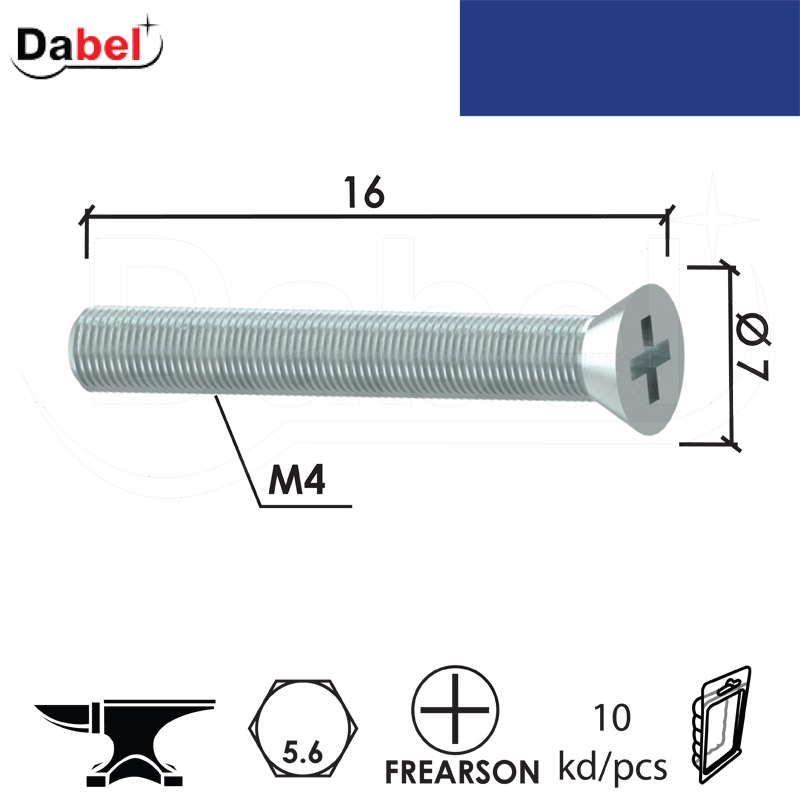 Vijak mašinski VM5 ZnB M4x16/7mm (10kom) Kvalitet 5.6 XPD