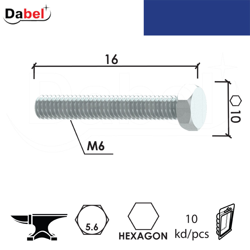 Vijak mašinski VM4 ZnB M6x16/10mm (10kom) Kvalitet 5.6 XPD