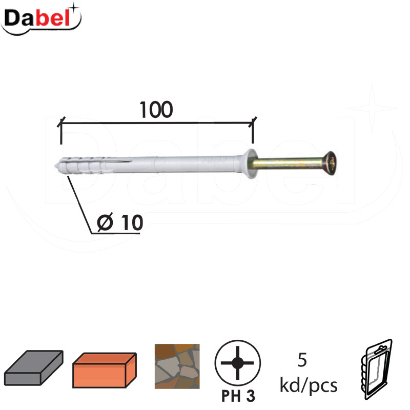 Vijak ukucavajući VU Siva x10xx100mm (5kom)  DP1
