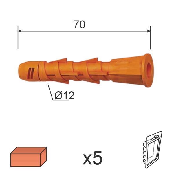 Tipl za punu ciglu D Žuta fi x12x70mm (5kom)  DP2