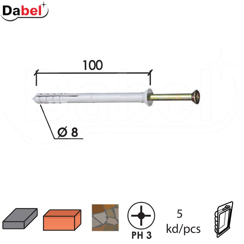 Vijak ukucavajući VU Siva 8xx100mm (5kom)  DP1