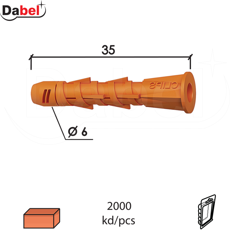 Tipl za punu ciglu D Žuta fi 6x35mm (2000kom)