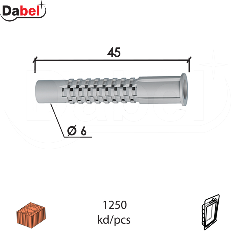 Tipl za blok GUZVAJUCI Bela fi 6x45mm (1250kom)