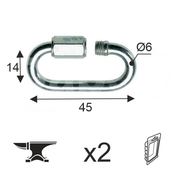 Spojnica za lanac LA1 ZnB 6x45x14mm (2kom) 200kg DBP1