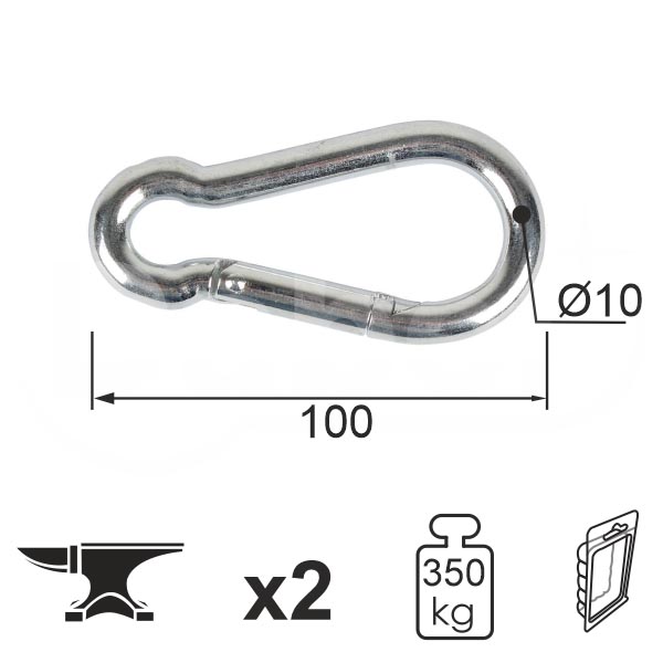 Karabiner KA1 ZnB x10xx100mm (2kom) 350kg DBP1