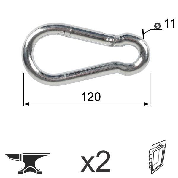 Karabiner KA1 ZnB x11xx120mm (2kom)  DBP1