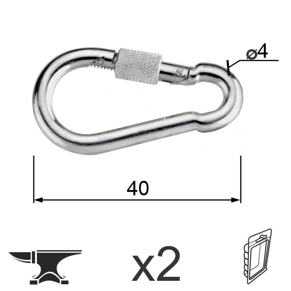 Karabiner sa osiguračem KA2 ZnB 4x40mm (2kom)  DBP1