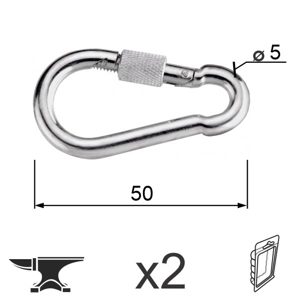 Karabiner sa osiguračem KA2 ZnB 5x50mm (2kom)  DBP1