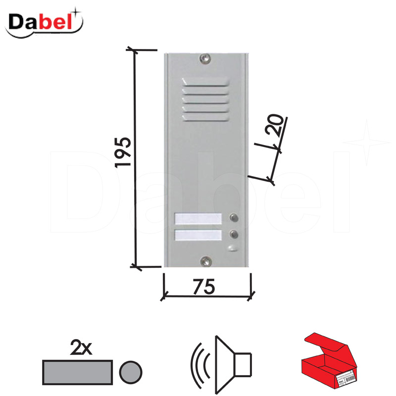 Tastatura za audio interfon  Silver   sa 2 tastera i mz  1ALR2